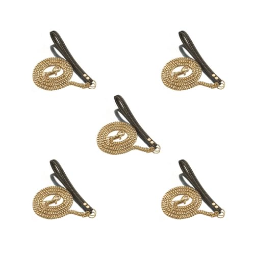 Einfache Kontrolle mit langlebigen und robusten Hundeleinen und Ledergriff, Ledergriff, tragbare Leine, präzise gefertigt, 60 cm, goldfarben, 5 Stück Einfache Kontrolle mit langlebigen und robusten Hundeleinen und Ledergriff, Ledergriff, tragbare Leine, präzise gefertigt, 60 cm, goldfarben, 5 Stück von Mealoodiousmusea