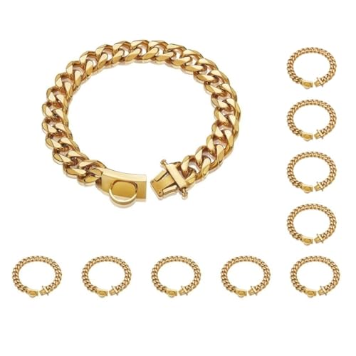 Hundehalsband, Metall, leicht zu tragen, für bequeme Spaziergänge, robust und langlebig, Edelstahl, goldfarben, 10 Stück von Mealoodiousmusea