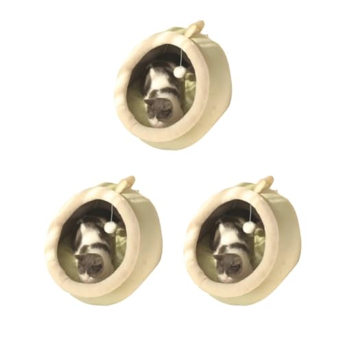 Mealoodiousmusea 3er-Set warmes, gemütliches Haustierbett, rutschfeste Unterseite, Katzenhauskissen, abnehmbar und waschbar, Haustier-Schlafnest, Stil 4 von Mealoodiousmusea