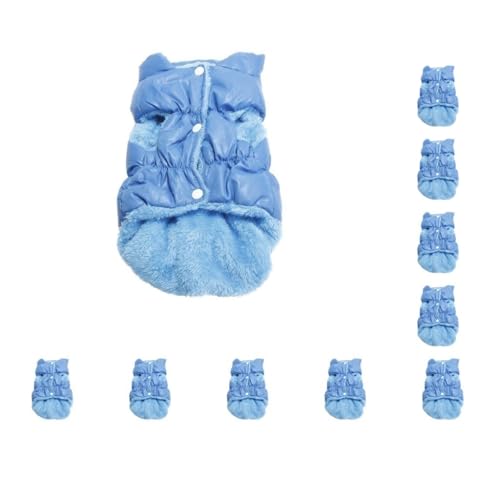 Warme Wintermäntel für Hunde, Wintermantel, Weste, Welpen, Daunenjacke, Kleidung, Übergröße, Blau, 10 Stück von Mealoodiousmusea