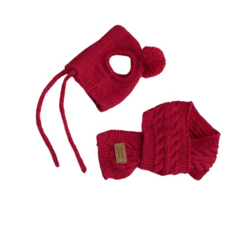 Warmer Winterschal für Hunde, gestrickt, lange Seilmütze, modische Kopfbedeckung, Schutz mit Ohrlöchern, Reisezubehör, Rot Warmer Winterschal für Hunde, gestrickt, lange Seilmütze, modische Kopfbedeckung, Schutz mit Ohrlöchern, Reisezubehör, Rot von Mealoodiousmusea