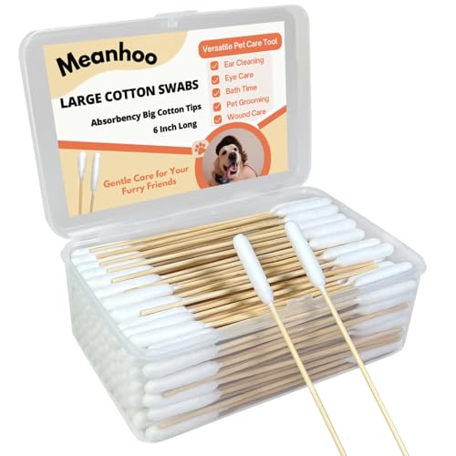 Meanhoo 15,2 cm lange Wattestäbchen für Hundeohrenreinigung – Bambusstäbchen mit extra saugfähigen Baumwollspitzen – perfekt für Haustierohrenpflege, Haustierhygiene, Ohrinfektionsprävention (200 Meanhoo 15,2 cm lange Wattestäbchen für Hundeohrenreinigung – Bambusstäbchen mit extra saugfähigen Baumwollspitzen – perfekt für Haustierohrenpflege, Haustierhygiene, Ohrinfektionsprävention (200 von Meanhoo