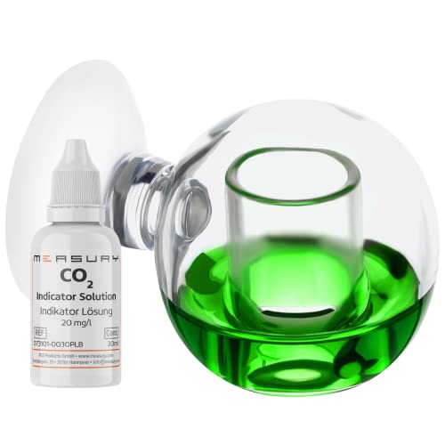 Measury CO2 Dauertest Aquarium 'Orb' mit 30 ml Testflüssigkeit 20 mg/l, CO2 Test Aquarium Drop Checker, CO2 Tester von Measury