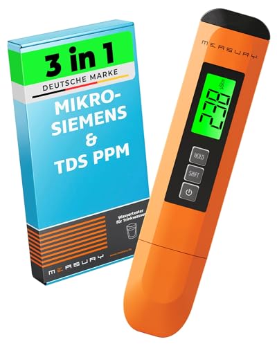 Measury Mikrosiemens Messgerät und PPM Messgerät Wasser, Wassertester Trinkwasser, TDS Messgerät für Trinkwasser, EC Messgerät, Leitwertmessgerät Aquarium - Leitfähigkeitsmessgerät Wasser Tester Measury Mikrosiemens Messgerät und PPM Messgerät Wasser, Wassertester Trinkwasser, TDS Messgerät für Trinkwasser, EC Messgerät, Leitwertmessgerät Aquarium - Leitfähigkeitsmessgerät Wasser Tester von Measury