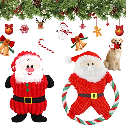 2 Stück Hundespielzeug, Hundespielzeug Unzerstörbar, Hundespielzeug Weihnachten, Spielzeug Hund, Hunde Spielzeug, Quietschspielzeug, Interaktive Kauen Spielzeug für Welpen Kleine und Mittlere Hunde von Mecctuck