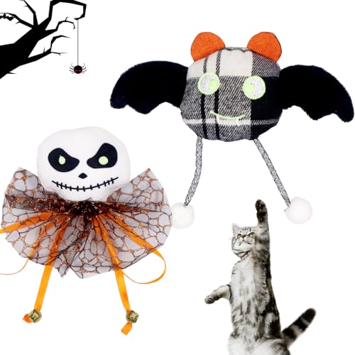 2 Stück Kauspielzeug Katze, Katzenspielzeug Interaktive Katzenminze, Halloween Cat Toy Katzenminze Spielzeug, Katzenspielzeug Katzenminze für Katzenbeschäftigung und Katzen Zahnpflege Zubehör von Mecctuck