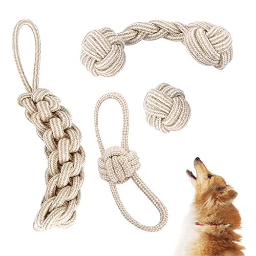 Hundespielzeug Set - 4 Stück Welpenspielzeug, Unzerstörbar, für Kleine und Mittelgroße Hunde, Seil, Kauspielzeug, Zerrspielzeug Hundespielzeug Set - 4 Stück Welpenspielzeug, Unzerstörbar, für Kleine und Mittelgroße Hunde, Seil, Kauspielzeug, Zerrspielzeug von Mecctuck