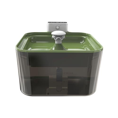 3.5L Katzenwasserbrunnen Intelligente Timing -Einstellungen Super Stille Wasserspender Visual Tank Wieder aufladbare Automatik für mehrere Haustiere Grün von MechKit