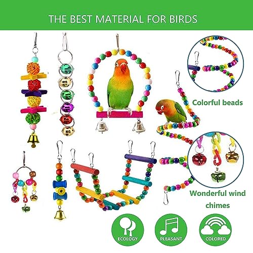 MechKit Bird Toy Set Safe Safe Langable Parrot Spielzeug farbenfrohe hölzerne Cockatiels Spatzen 7 Packs (16) von MechKit