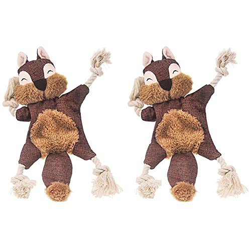 Mectvy 2X Stuffless Hunde Spielzeug für Welpen, Knittern Quietschende Hunde Kau Spielzeuge Eichhörnchen Plüsch Hunde Spielzeug von Mectvy