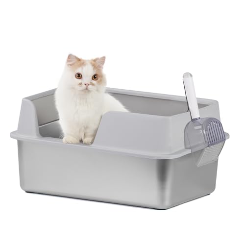 Medario Katzentoilette aus Edelstahl mit Schaufel, große Katzentoilette mit hohen Seitenwänden, langlebige Metall-Kitty-Katzentoilette mit Gehäuse, geruchlos, kein Auslaufen, leicht zu reinigen (Grau) Medario Katzentoilette aus Edelstahl mit Schaufel, große Katzentoilette mit hohen Seitenwänden, langlebige Metall-Kitty-Katzentoilette mit Gehäuse, geruchlos, kein Auslaufen, leicht zu reinigen (Grau) von Medario