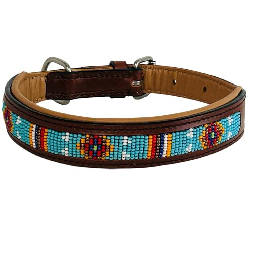Hundehalsband African Sky, S - 45cm handgefertigt, Naturleder gepolstert, innen Nappaleder beige, L/B/H: 45 x 2,8 x 0,7cm - Kay-line Collection von MediMuc