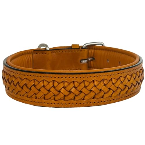 Hundehalsband Cinnamon M - 55cm handgefertigt, Naturleder gepolstert, innen Nappaleder beige, L/B/H: 55 x 3,8 x 0,8cm - Kay-line Collection von MediMuc