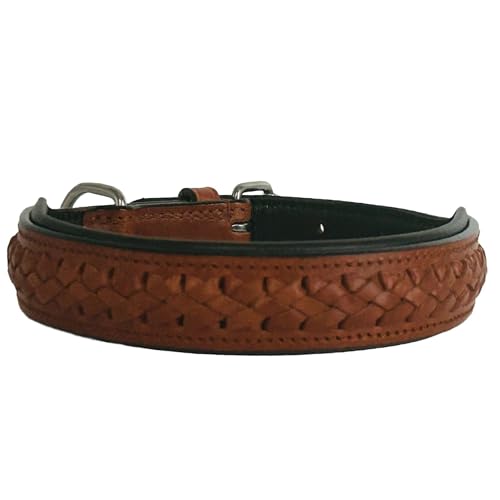 Hundehalsband Cognac, S - 45cm handgefertigt, Naturleder gepolstert, innen Nappaleder beige, L/B/H: 45 x 2,8 x 0,7cm - Kay-line Collection Hundehalsband Cognac, S - 45cm handgefertigt, Naturleder gepolstert, innen Nappaleder beige, L/B/H: 45 x 2,8 x 0,7cm - Kay-line Collection von MediMuc