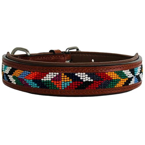 Hundehalsband IHLATHI, S - 45cm handgefertigt, Naturleder gepolstert, innen Nappaleder beige, L/B/H: 45 x 2,8 x 0,7cm - Kay-line Collection von MediMuc