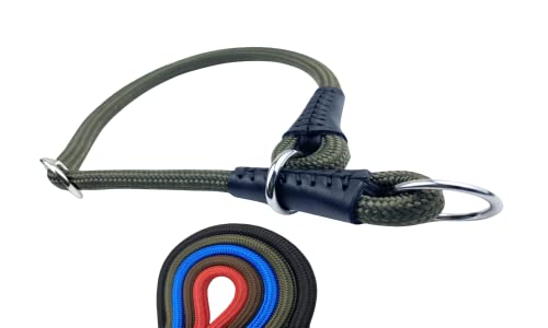 Soft Cord - Hundehalsband mit Zugbegrenzung, Nylon Halsung, Zugstopper, Oliv, L - 55cm, einstellbar, robust, wetterfest, innen textilverstärkt und Endkappen aus Leder Soft Cord - Hundehalsband mit Zugbegrenzung, Nylon Halsung, Zugstopper, Oliv, L - 55cm, einstellbar, robust, wetterfest, innen textilverstärkt und Endkappen aus Leder von MediMuc