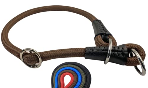 Soft Cord - Hundehalsband mit Zugbegrenzung, Nylon Halsung, Zugstopper, braun, L - 55cm, einstellbar, robust, wetterfest, innen textilverstärkt und Endkappen aus Leder Soft Cord - Hundehalsband mit Zugbegrenzung, Nylon Halsung, Zugstopper, braun, L - 55cm, einstellbar, robust, wetterfest, innen textilverstärkt und Endkappen aus Leder von MediMuc