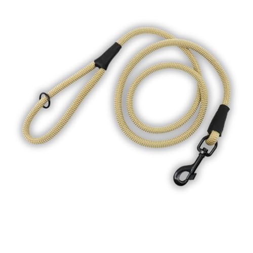 Soft Cord Beige Hundeleine schwarzer Karabinerverschluss und Beschläge aus Metall, Länge 150cm Ø 10mm, Nylon Leine, robust, wetterfest, Endkappen schwarzes Leder Soft Cord Beige Hundeleine schwarzer Karabinerverschluss und Beschläge aus Metall, Länge 150cm Ø 10mm, Nylon Leine, robust, wetterfest, Endkappen schwarzes Leder von MediMuc