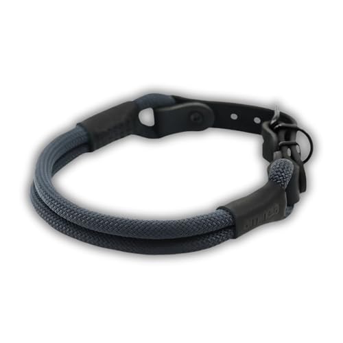 Soft Cord Double Grau Hundehalsband Schwarze Schnalle und Beschläge aus Metall, Länge 60cm Ø 10mm, Nylon Halsung einstellbar, robust, wetterfest, Endkappen schwarzes Leder Soft Cord Double Grau Hundehalsband Schwarze Schnalle und Beschläge aus Metall, Länge 60cm Ø 10mm, Nylon Halsung einstellbar, robust, wetterfest, Endkappen schwarzes Leder von MediMuc