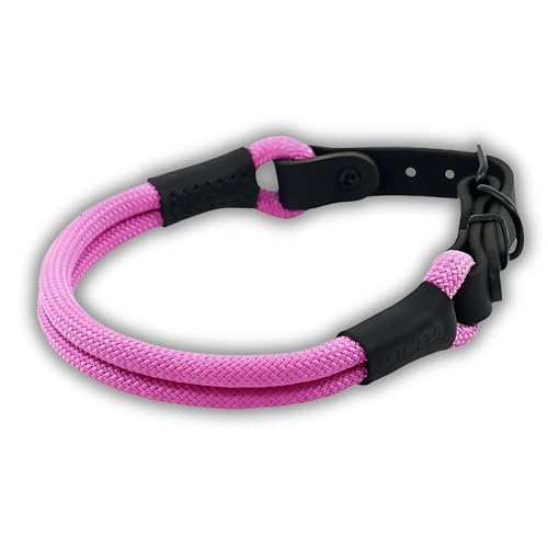 Soft Cord Double Pink Hundehalsband Schwarze Schnalle und Beschläge aus Metall, Länge 50cm Ø 10mm, Nylon Halsung einstellbar, robust, wetterfest, Endkappen schwarzes Leder Soft Cord Double Pink Hundehalsband Schwarze Schnalle und Beschläge aus Metall, Länge 50cm Ø 10mm, Nylon Halsung einstellbar, robust, wetterfest, Endkappen schwarzes Leder von MediMuc