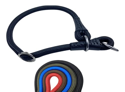 Soft Cord - Hundehalsband mit Zugbegrenzung, Nylon Halsung, Zugstopper, schwarz, XXS - 35cm, einstellbar, robust, wetterfest, innen textilverstärkt und Endkappen aus Leder Soft Cord - Hundehalsband mit Zugbegrenzung, Nylon Halsung, Zugstopper, schwarz, XXS - 35cm, einstellbar, robust, wetterfest, innen textilverstärkt und Endkappen aus Leder von MediMuc