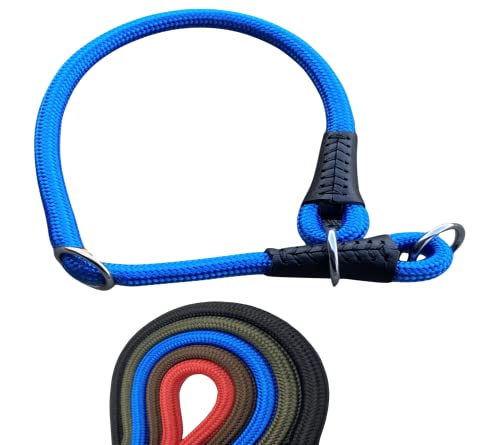 Soft Cord - Hundehalsband mit Zugbegrenzung, Nylon Halsung, Zugstopper, blau, S - 45cm, einstellbar, robust, wetterfest, innen textilverstärkt und Endkappen aus Leder Soft Cord - Hundehalsband mit Zugbegrenzung, Nylon Halsung, Zugstopper, blau, S - 45cm, einstellbar, robust, wetterfest, innen textilverstärkt und Endkappen aus Leder von MediMuc