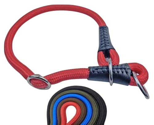 Soft Cord - Hundehalsband mit Zugbegrenzung, Nylon Halsung, Zugstopper, rot, M - 50cm, einstellbar, robust, wetterfest, innen textilverstärkt und Endkappen aus Leder Soft Cord - Hundehalsband mit Zugbegrenzung, Nylon Halsung, Zugstopper, rot, M - 50cm, einstellbar, robust, wetterfest, innen textilverstärkt und Endkappen aus Leder von MediMuc
