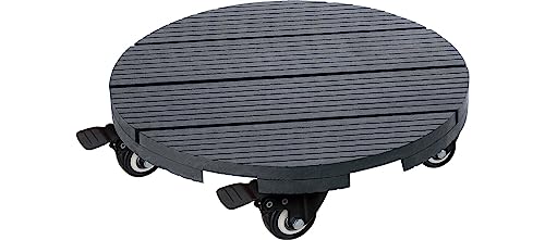 Mediablue Pflanzenroller massives WPC, rund 30 cm Blumen Rollbrett bis 100 Kg (WPS) Nature Rolluntersetzer (1 Planzenroller) von Mediablue