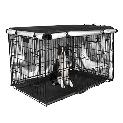 Hundekäfig-Abdeckung, 106,7 cm, Doppeltür, Hundehütte für den Innenbereich, wasserdichte Hundehütte mit Lüftungsschlitz, für den Innen- und Außenbereich, die meisten Hundekäfige (schwarz) von Medibot