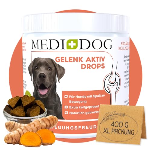 MEDIDOG Gelenk Aktiv Drops – 400 g – für alle Hunde-Rassen, kaltgepresst – gesunde Knochen & Gelenke für jedes Alter von MEDIDOG