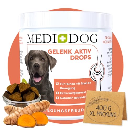 MEDIDOG Gelenk Aktiv Drops – 400 g – leckerer als Gelenktabletten,kaltgepresst & getreidefreie Rezeptur (unterstützt Arthrose-, Gelenk- & Knochenschutz) für jedes Alter von MEDIDOG