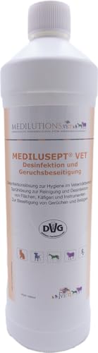 Medilusept Vet Desinfektion und Geruchsbeseitigung, Desinfektionsmittel gegen Giardien, Viren, Pilze, Parastiten und Bakterien, alkoholfreies Hygiene-Spray für Hautiere, 1000 ml Medilusept Vet Desinfektion und Geruchsbeseitigung, Desinfektionsmittel gegen Giardien, Viren, Pilze, Parastiten und Bakterien, alkoholfreies Hygiene-Spray für Hautiere, 1000 ml von Medilusept