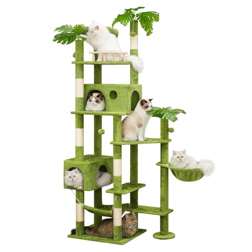 Meecal Kratzbaum mit Blättern für Indoor-Katzen, groß, für Erwachsene, hoher Katzenturm mit Kratzbaum, großer Katzenbaum mit zwei Katzenhütten, große Hängematten, gepolsterte Sitzstangen für robuste Meecal Kratzbaum mit Blättern für Indoor-Katzen, groß, für Erwachsene, hoher Katzenturm mit Kratzbaum, großer Katzenbaum mit zwei Katzenhütten, große Hängematten, gepolsterte Sitzstangen für robuste von Meecal