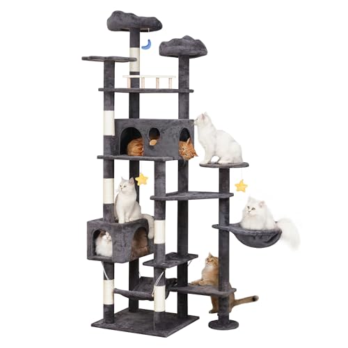 Meecal Riesiger Katzenbaum für Indoor-Katzen, großer Erwachsenen-Katzenturm mit Kratzbaum, robuster Kratzbaum für große Katzen, gemütliche Katzenhütten mit Hängematte und Plüsch-Sitzstange für Maine von Meecal