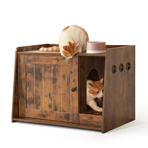 Mondeer Katzenschrank Katzentoilette, Katzenhaus mit Türen und Katzenhöhle, Großer Stauraum, Industrial Katzenklo Schrank für Wohnzimmer Schlafzimmer Flur, Vintagebraun Mondeer Katzenschrank Katzentoilette, Katzenhaus mit Türen und Katzenhöhle, Großer Stauraum, Industrial Katzenklo Schrank für Wohnzimmer Schlafzimmer Flur, Vintagebraun von Mondeer