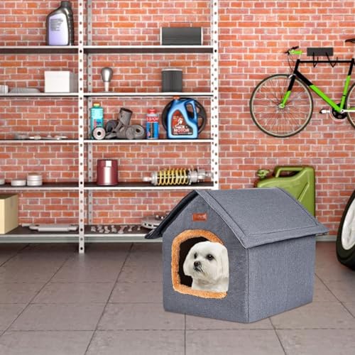 Gemütliches Katzenhaus schützt Haustiere vor rauem Wetter, tragbar und leicht zu reinigen, Dunkelgrau (F :深the 色XL) von MeevrgR