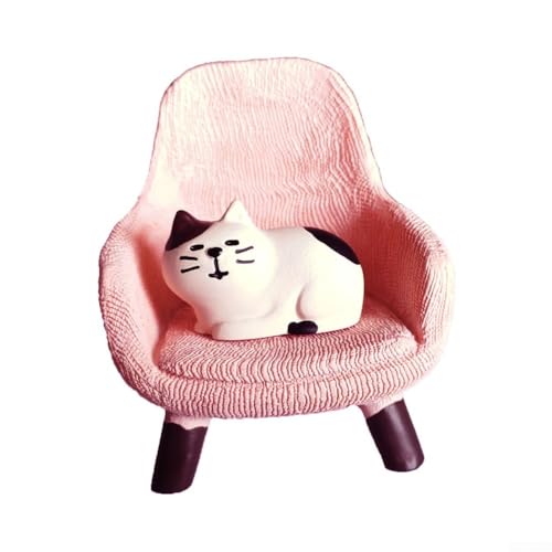 Lustiger Cartoon-Katzen-Sofa aus Kunstharz, für skurrile Heimdekoration und verspielte Räume (rosa Katzenstuhl) von MeevrgR