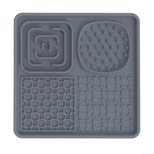 Rutschfeste Leckmatte für langsames Füttern, für Snacks und Leckereien, Silikon, leicht abzuspülen, Grau von MeevrgR