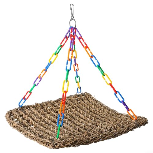 Vogelschaukel aus natürlichem Seegras, Kletterplattform, hängende Sitzstange für Sittiche, Wellensittiche, kleine Vögel, multifunktional, stabiles Design, einfache Installation, fördert die Aktivität Vogelschaukel aus natürlichem Seegras, Kletterplattform, hängende Sitzstange für Sittiche, Wellensittiche, kleine Vögel, multifunktional, stabiles Design, einfache Installation, fördert die Aktivität von MeevrgR