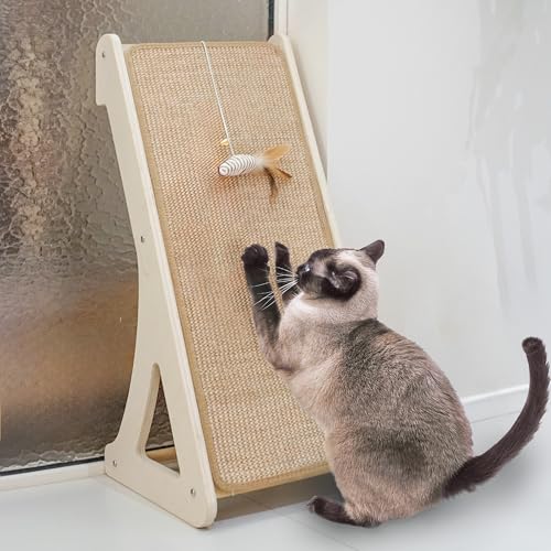 Meeyoview Katzenkratzer, L-Form Katzenkratzpad, Sisal Katzenkratzbrett für Indoor-Katzen, Wandmöbelschutz mit Katzenminze (Dreieckiger Kratzer) von Meeyoview