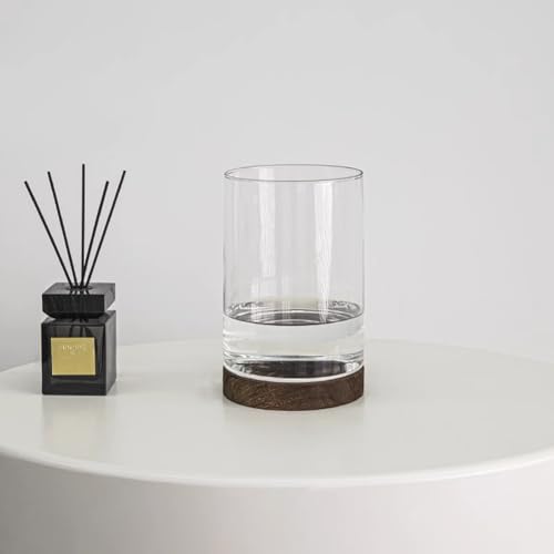 MegLob Aquaponics Fischtank, Glas Betta Fischtank Mit Holzbasis, Aquaponic Pflanzer Und Aquarium Für Betta Fisch, Innengarten -Ökosystem Aquarium, Clear Glass Betta Fischschale,Straight l von MegLob