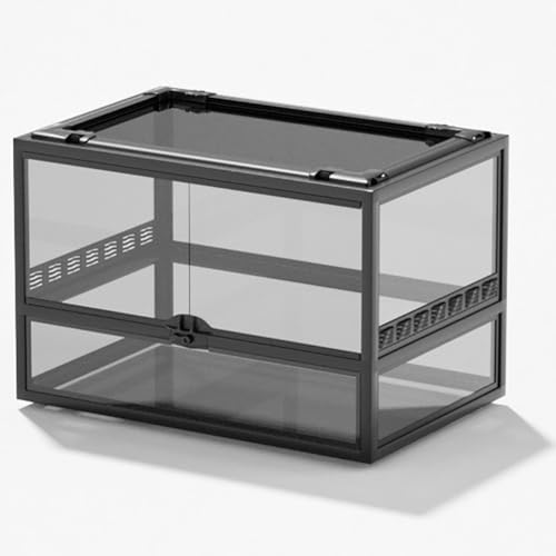 MegLob Float Glass Reptile Terrarium, 360-Grad-Panorama-Beobachtung Der Reptilienzüchtungsbox, Transparentes Amphibien-Fütterungstank, Reptilienraum-Terrarium-Hülle Mit Top-Metall-Bildschirmfenster,A von MegLob