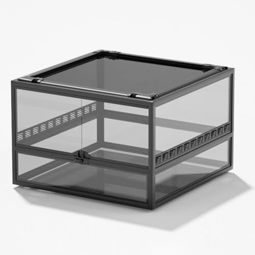 MegLob Float Glass Reptile Terrarium, 360-Grad-Panorama-Beobachtung Der Reptilienzüchtungsbox, Transparentes Amphibien-Fütterungstank, Reptilienraum-Terrarium-Hülle Mit Top-Metall-Bildschirmfenster,C von MegLob