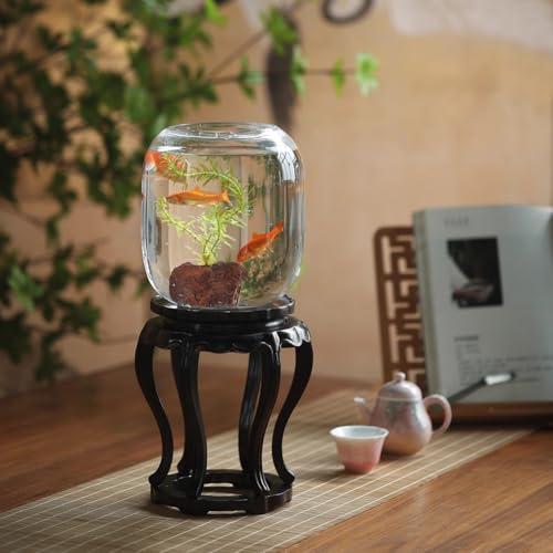 MegLob Orientalisches Fischglas Mit Ebenholzsockel, Traditionelles Fischbecken Im Chinesischen Stil, Retro-Aquarium Für Den Schreibtisch, Dekoratives Vintage-Kampffischbecken MegLob Orientalisches Fischglas Mit Ebenholzsockel, Traditionelles Fischbecken Im Chinesischen Stil, Retro-Aquarium Für Den Schreibtisch, Dekoratives Vintage-Kampffischbecken von MegLob