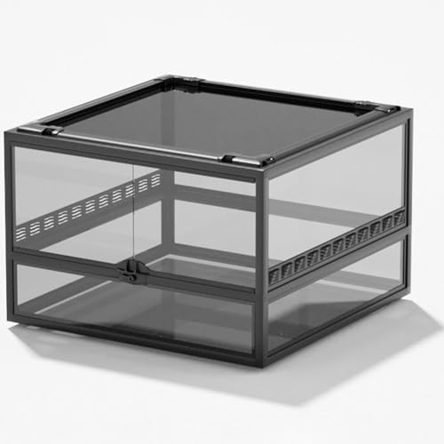 MegLob Reptilienglas -Terrarium, Reptilienzüchterbox Mit Visuell Ansprechender, Transparenter Lebensmittelfuttertank, Schwimmerglas Eco Regenwald Fütterungsbox, Amphibien -Terrarium,D von MegLob