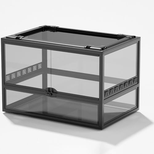 MegLob Reptilienglas -Terrarium, Reptilienzüchterbox Mit Visuell Ansprechender, Transparenter Lebensmittelfuttertank, Schwimmerglas Eco Regenwald Fütterungsbox, Amphibien -Terrarium,F von MegLob