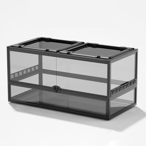 MegLob Reptilienglas -Terrarium, Reptilienzüchterbox Mit Visuell Ansprechender, Transparenter Lebensmittelfuttertank, Schwimmerglas Eco Regenwald Fütterungsbox, Amphibien -Terrarium,K von MegLob