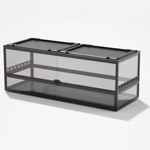 MegLob Reptilienglas -Terrarium, Reptilienzüchterbox Mit Visuell Ansprechender, Transparenter Lebensmittelfuttertank, Schwimmerglas Eco Regenwald Fütterungsbox, Amphibien -Terrarium,L von MegLob