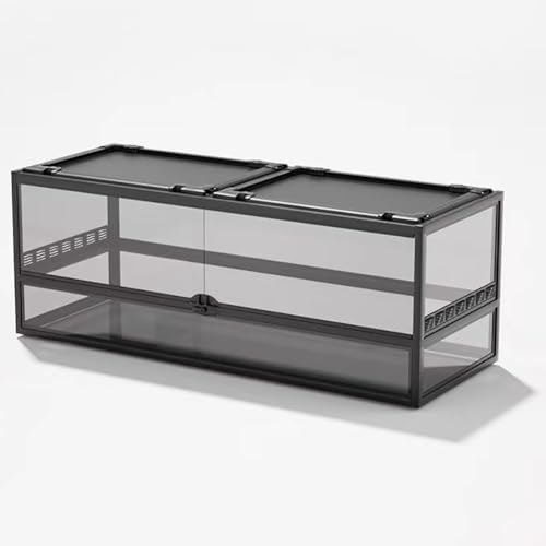 MegLob Reptilienglas -Terrarium, Reptilienzüchterbox Mit Visuell Ansprechender, Transparenter Lebensmittelfuttertank, Schwimmerglas Eco Regenwald Fütterungsbox, Amphibien -Terrarium,M von MegLob