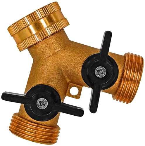MegaHaustechnik 2-Wege Verteiler für 3/4 Zoll Wasseranschluss, Y-Stück mit 2 separaten, schwarzen Absperrhähnen MegaHaustechnik 2-Wege Verteiler für 3/4 Zoll Wasseranschluss, Y-Stück mit 2 separaten, schwarzen Absperrhähnen von MegaHaustechnik